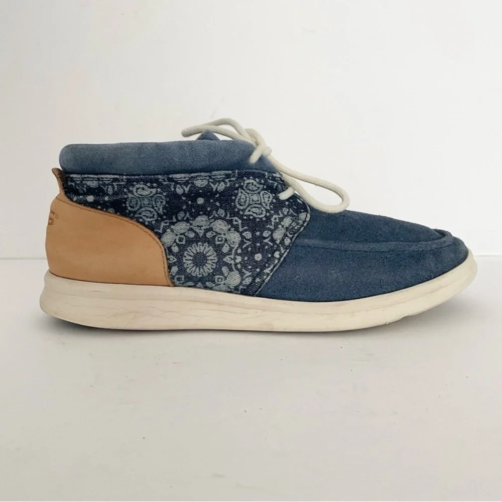 UGG Hulman Bandana Blue Suede Denim Leather Chukka Ankle Sneakers Shoes